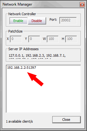 Lightspace Network Manager connected to the Lightspace Calibration Client